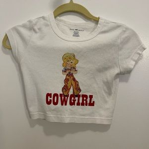 One size, Brandy Melville Cowgirl Ashlyn white crop top -Rare
